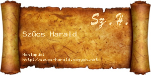 Szűcs Harald névjegykártya